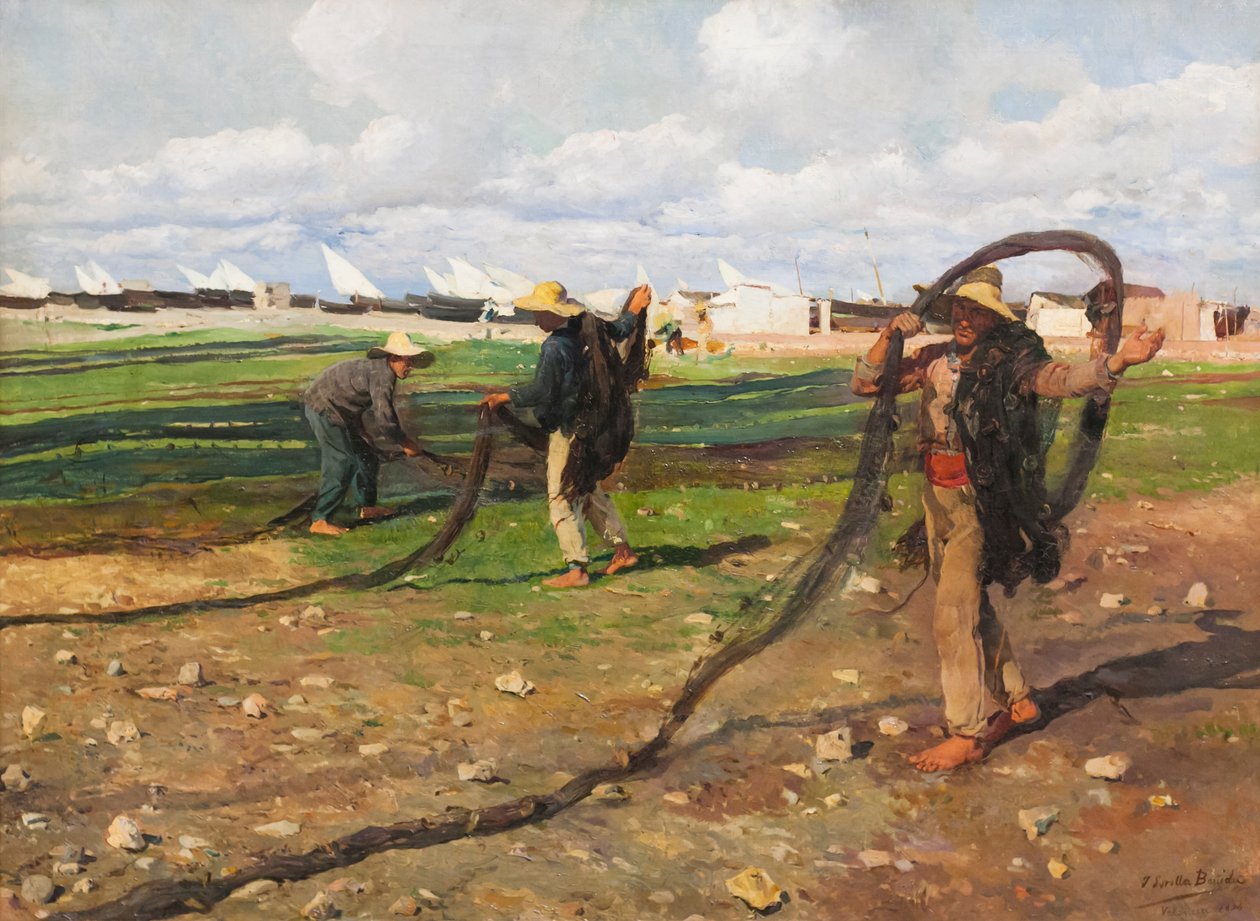 Å trekke fiskegarnene av Joaquin Sorolla y Bastida