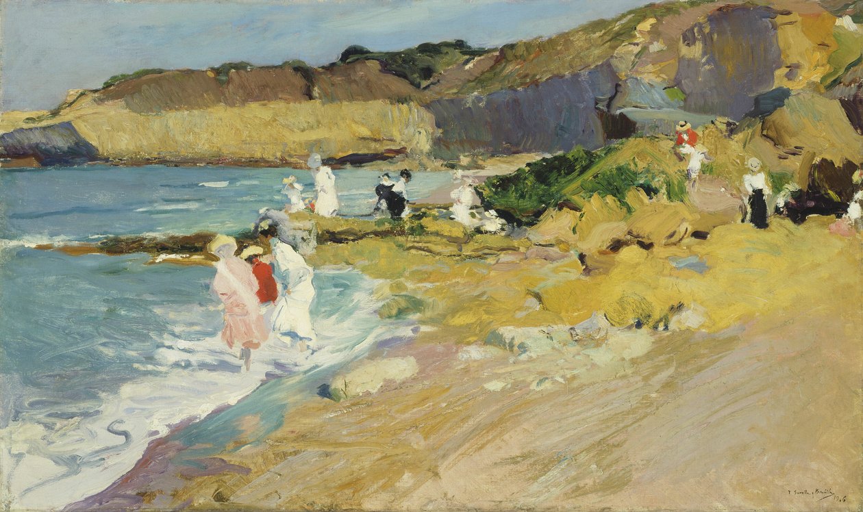 Steiner ved fyret, Biarritz av Joaquin Sorolla y Bastida