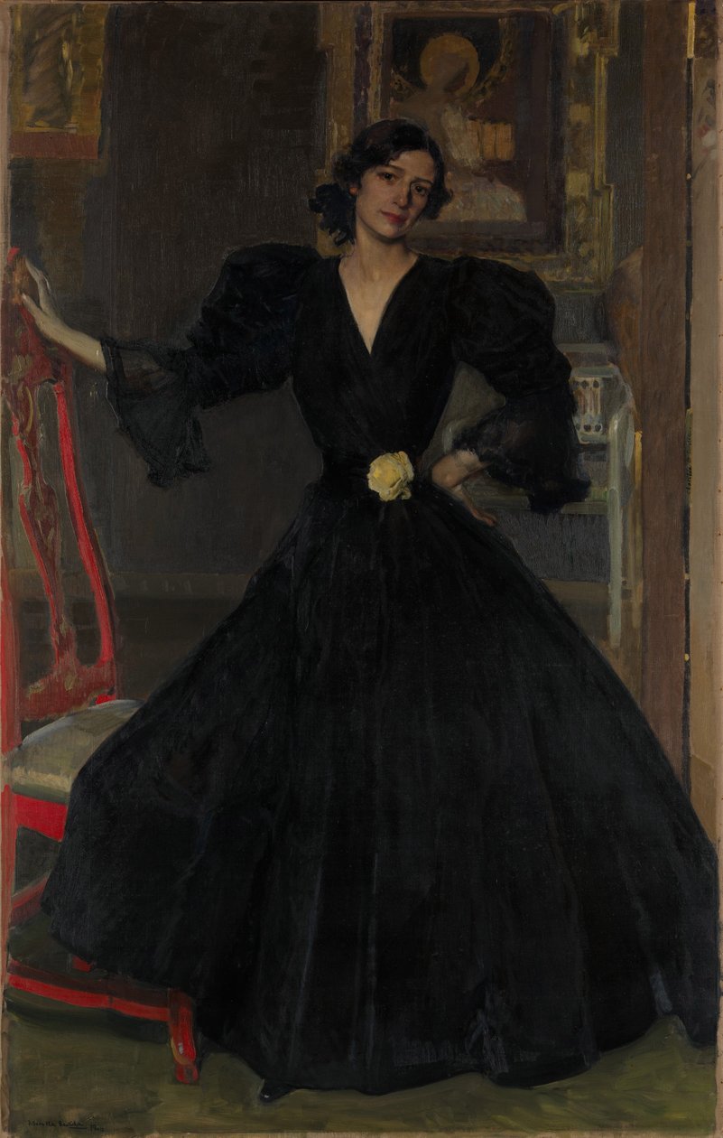 Lady of Sorolla i svart av Joaquín Sorolla