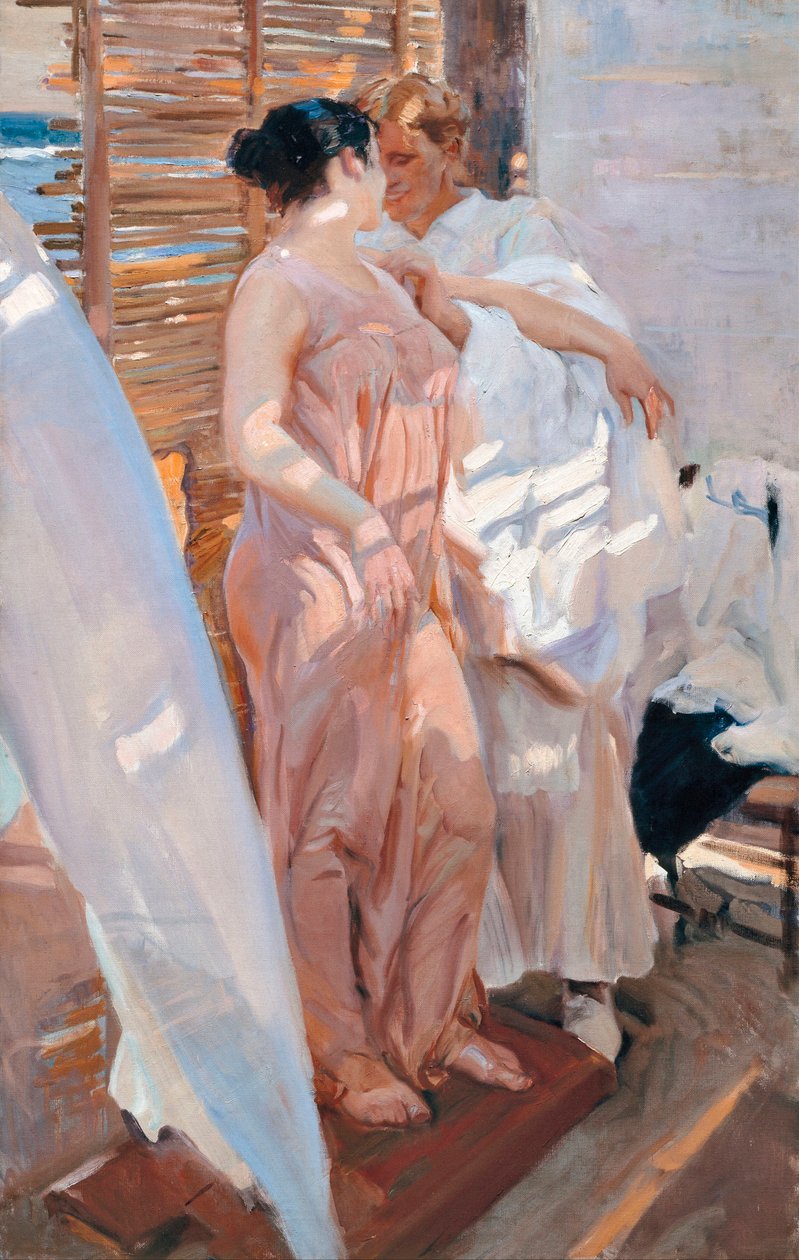 Den rosa kappen, etter badet av Joaquin Sorolla y Bastida