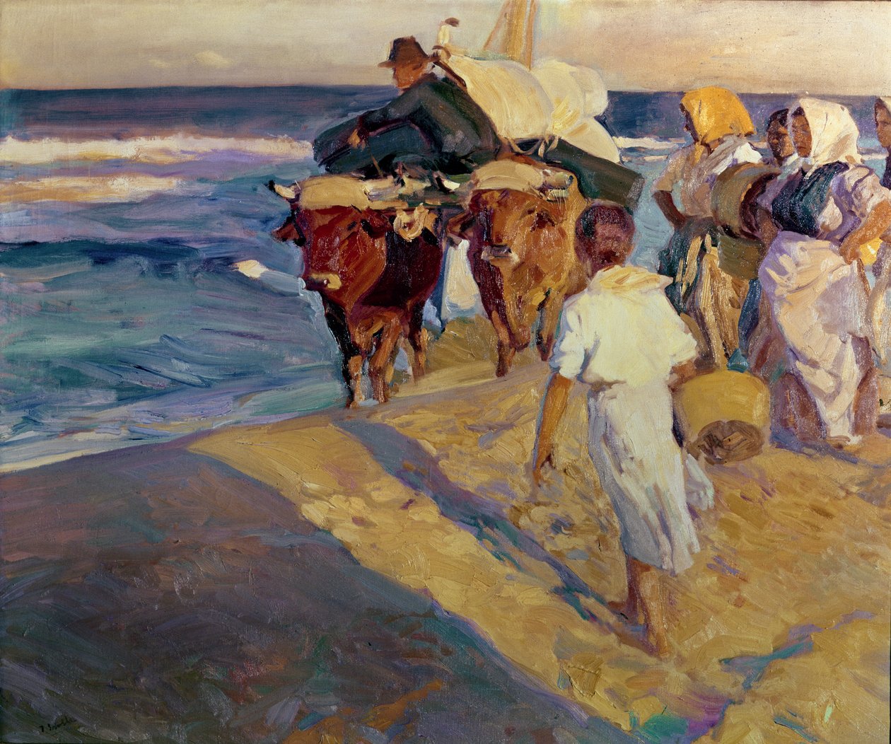 Tauing i båten, Valencia Beach av Joaquin Sorolla y Bastida
