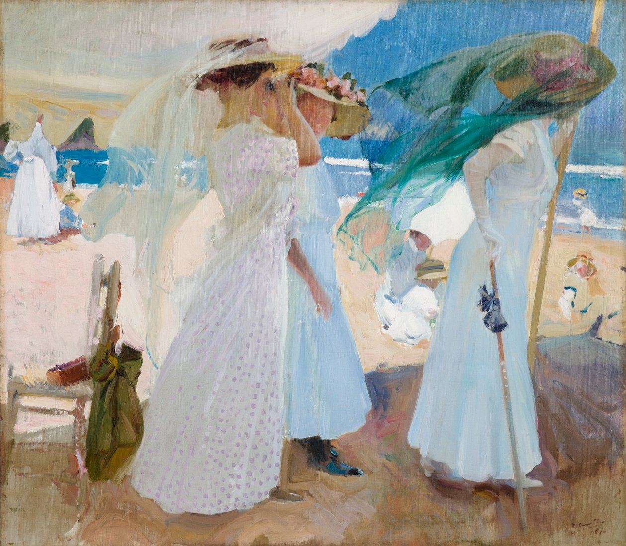 Under markisen, Zarautz av Joaquin Sorolla y Bastida