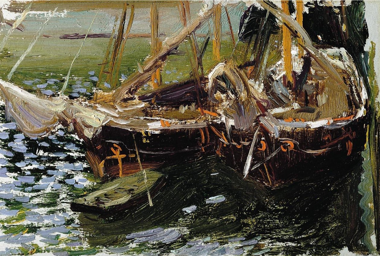 Båter i havnen av Joaquín Sorolla