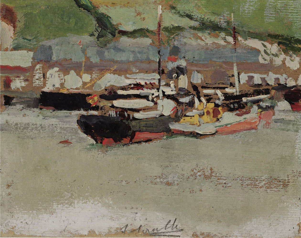 Båter i en havn av Joaquín Sorolla