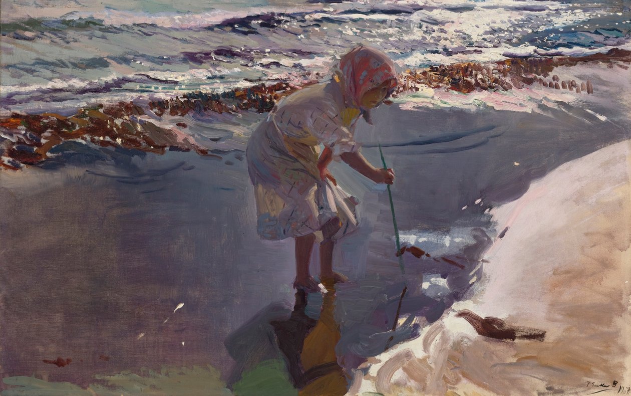 Leter etter sjømat, Valencia Beach av Joaquín Sorolla