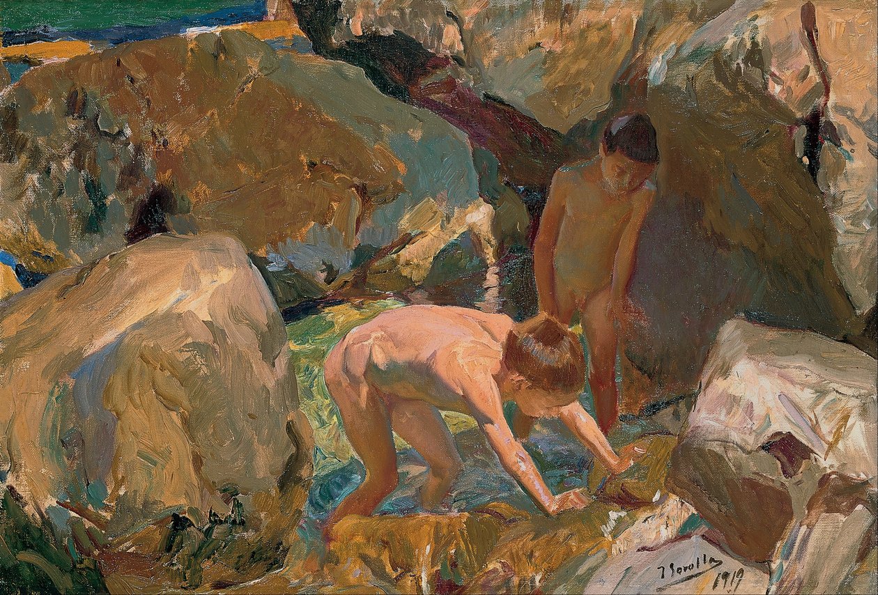 Barn på jakt etter skalldyr av Joaquín Sorolla