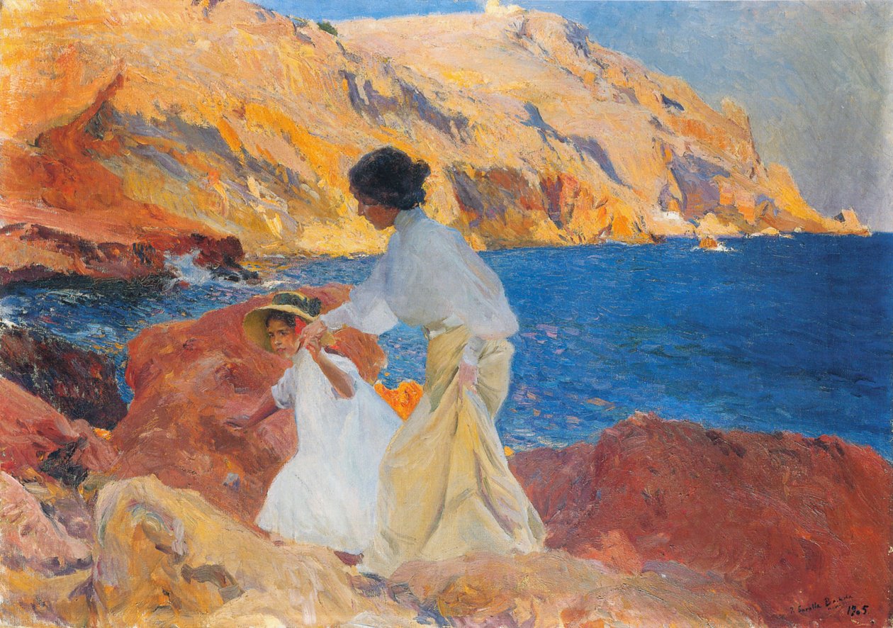 Clotilde og Elena on the Rocks av Joaquín Sorolla