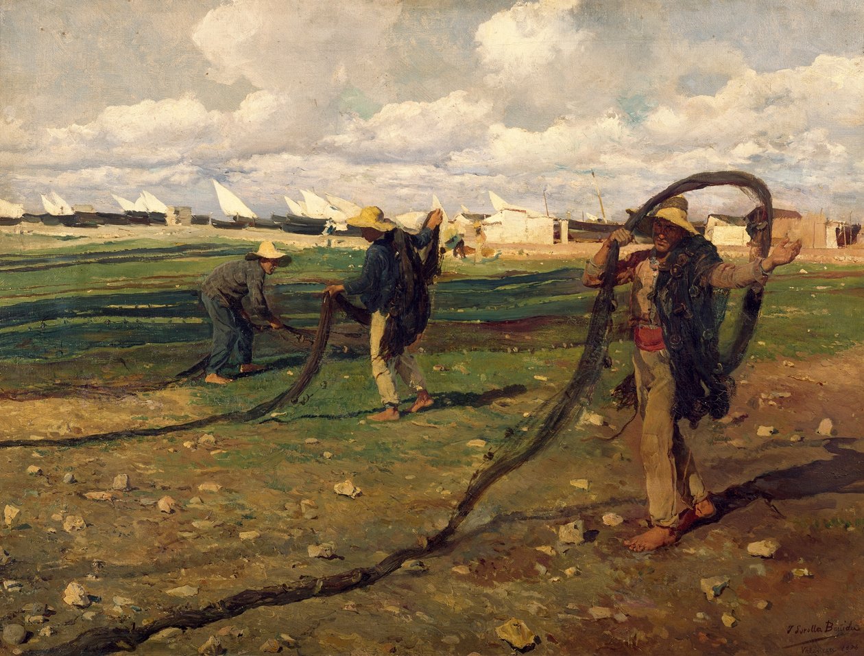 Fiskere med garn av Joaquín Sorolla