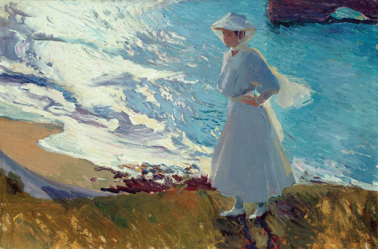 María på stranden ved Biarritz eller Contre-jour av Joaquín Sorolla