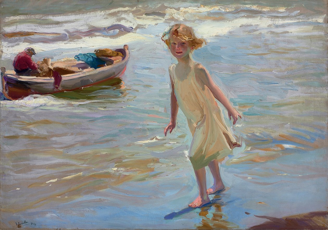 Jente på stranden, Valencia av Joaquín Sorolla