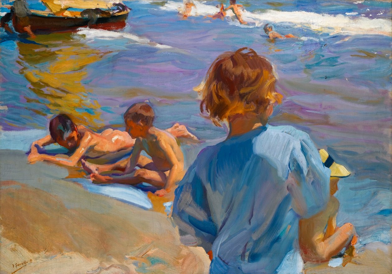 Barn på stranden, Valencia av Joaquín Sorolla