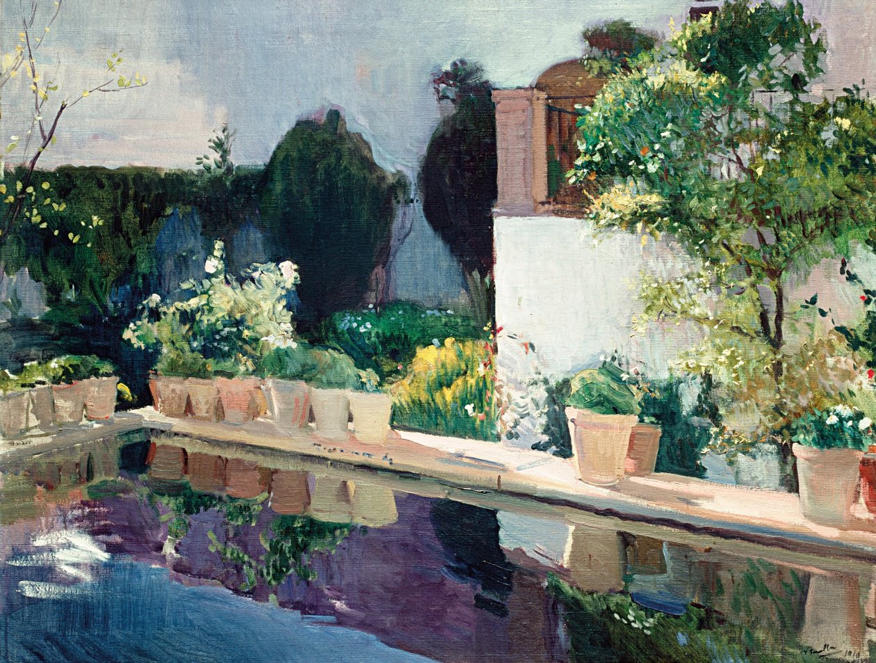 Pond of Palace, Royal Gardens i Sevilla av Joaquín Sorolla
