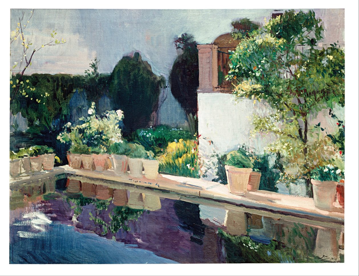 Pond of Palace, Royal Gardens i Sevilla av Joaquín Sorolla