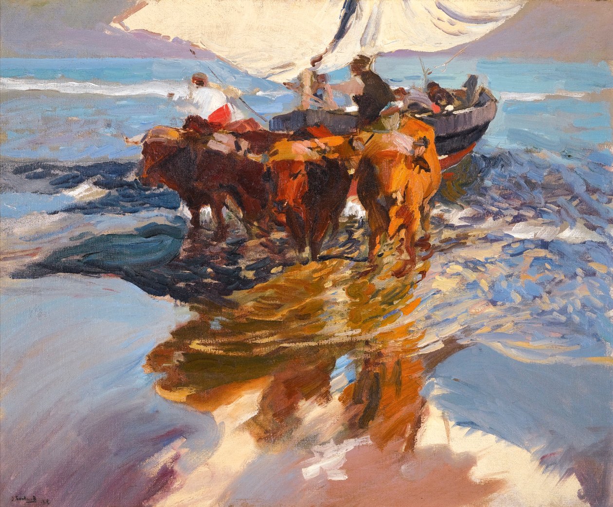 Fisketur, Valencia -stranden av Joaquín Sorolla