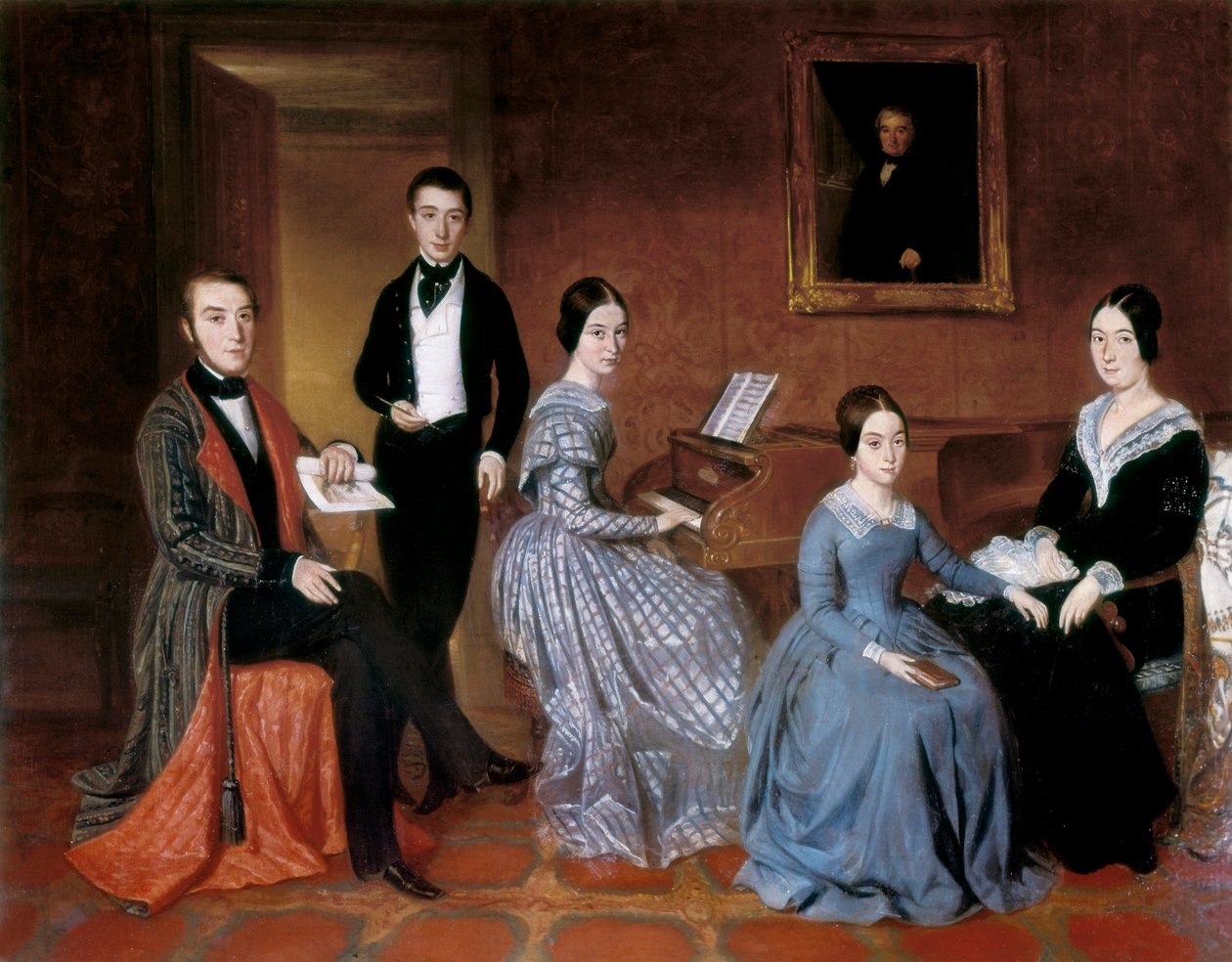 Flaquer-familien. Maleri av Joaquin Espalter y Rull (1809-1880). Olje på lerret av Joaquín Espalter y Rull