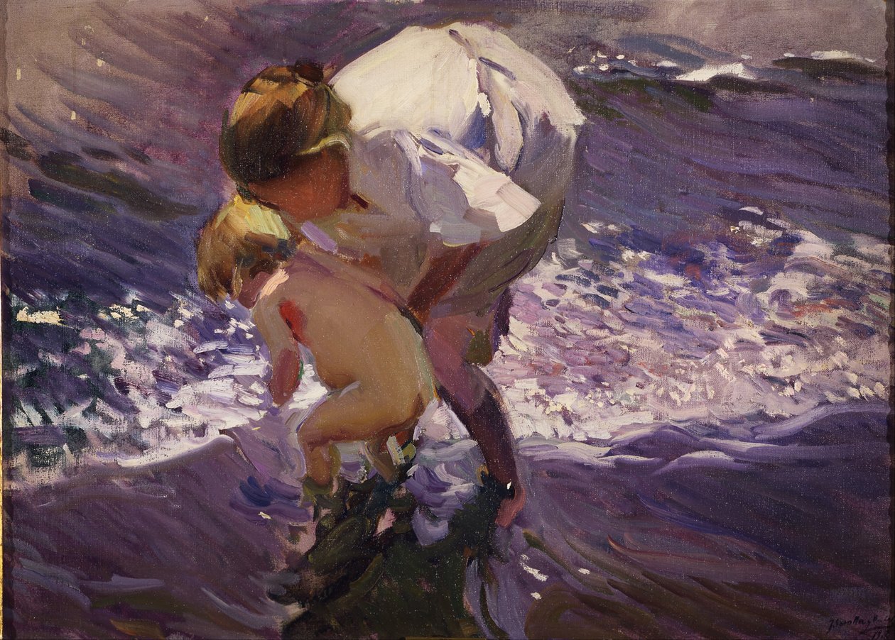 Bading på stranden av Joaquín Sorolla