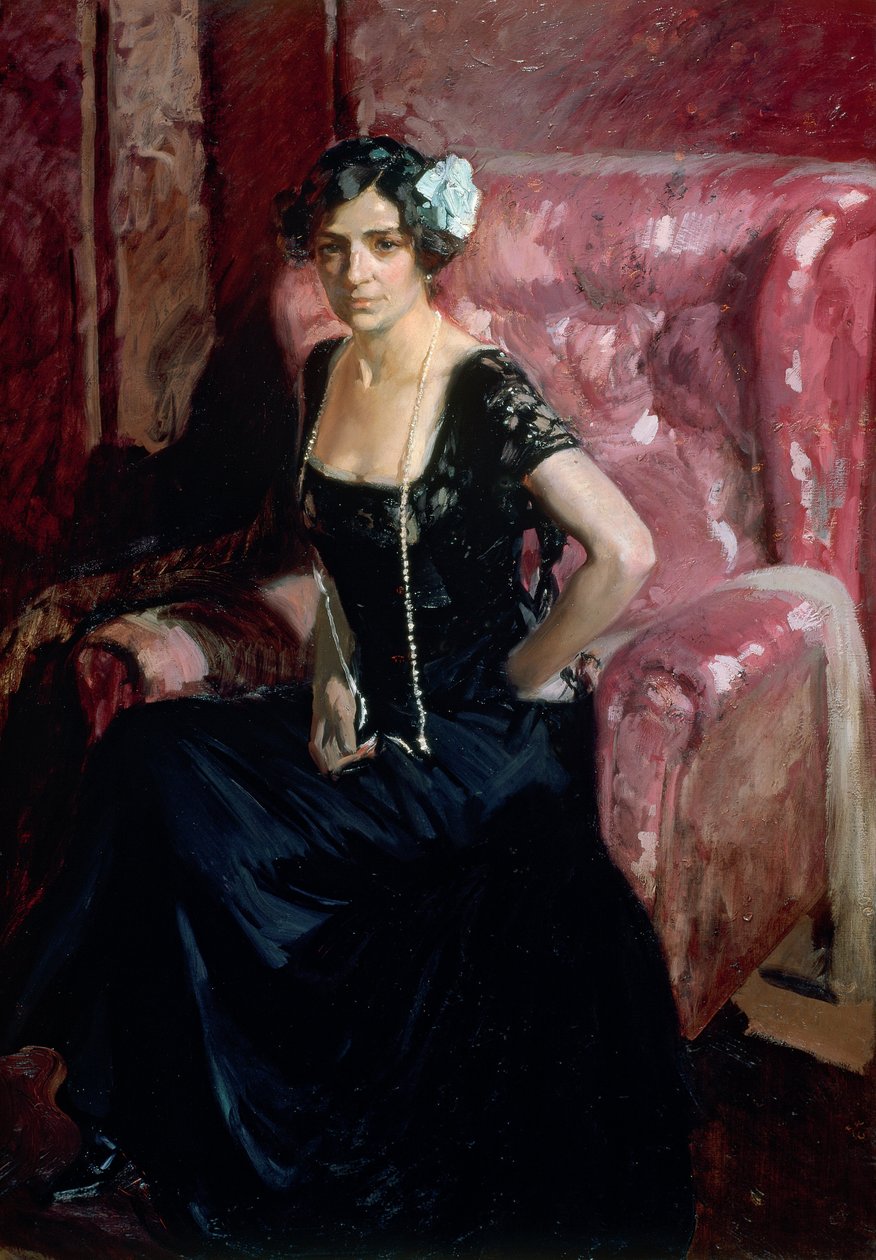 Clotilde i en aftenkjole av Joaquín Sorolla