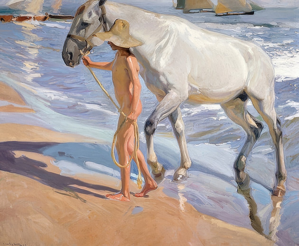 Hestens bad. 1909 av Joaquín Sorolla