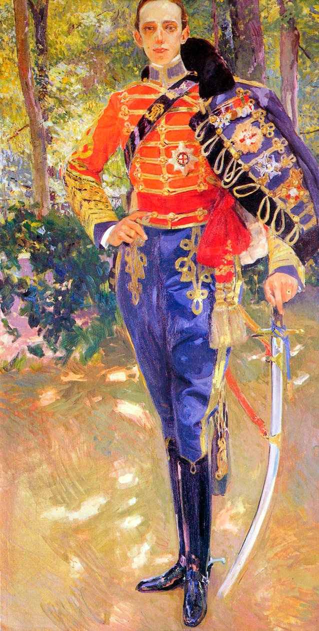Portrett av kong Alfonso XIII i en husaruniform, 1907. av Joaquín Sorolla