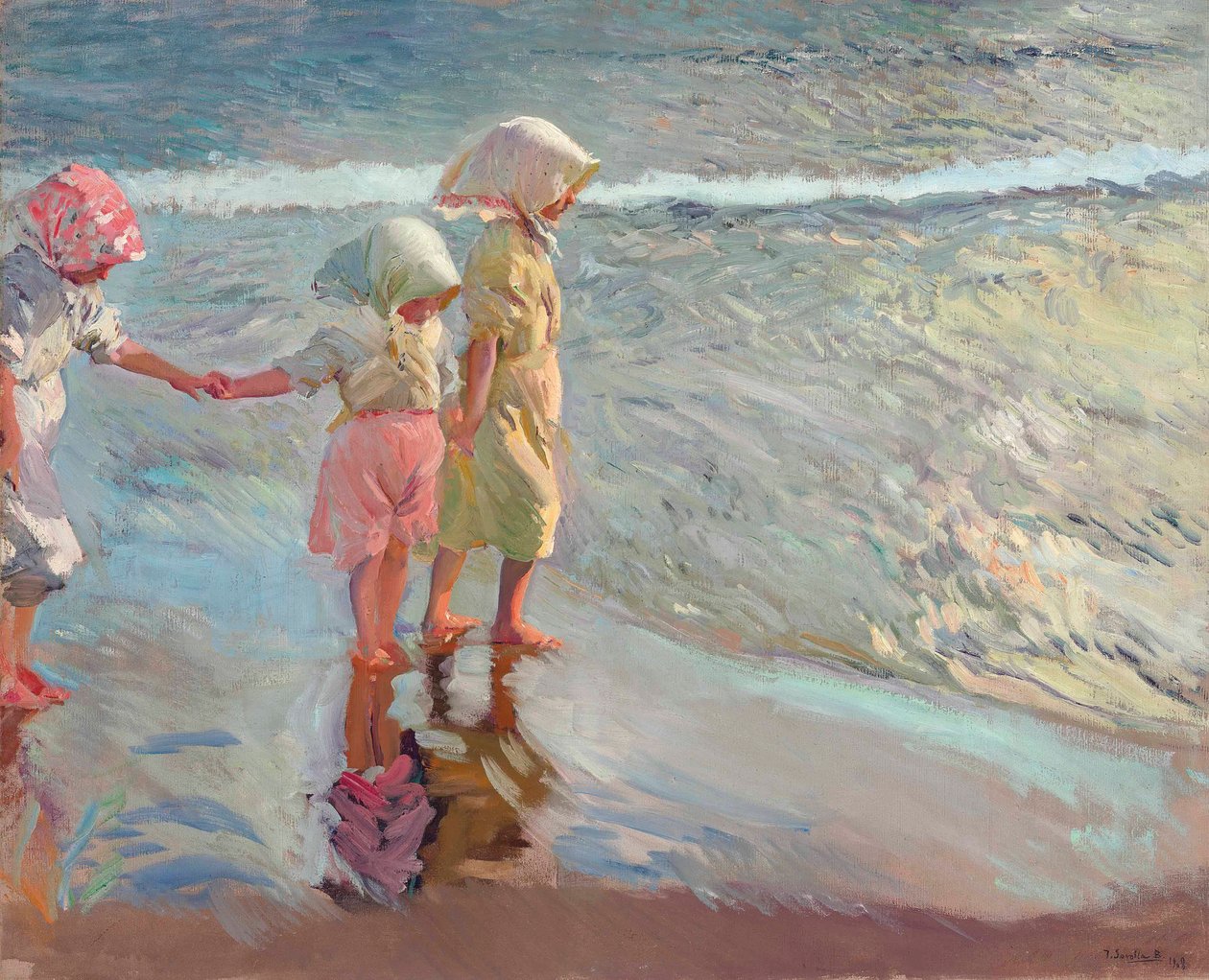 De tre søstrene på stranden, 1908. av Joaquín Sorolla