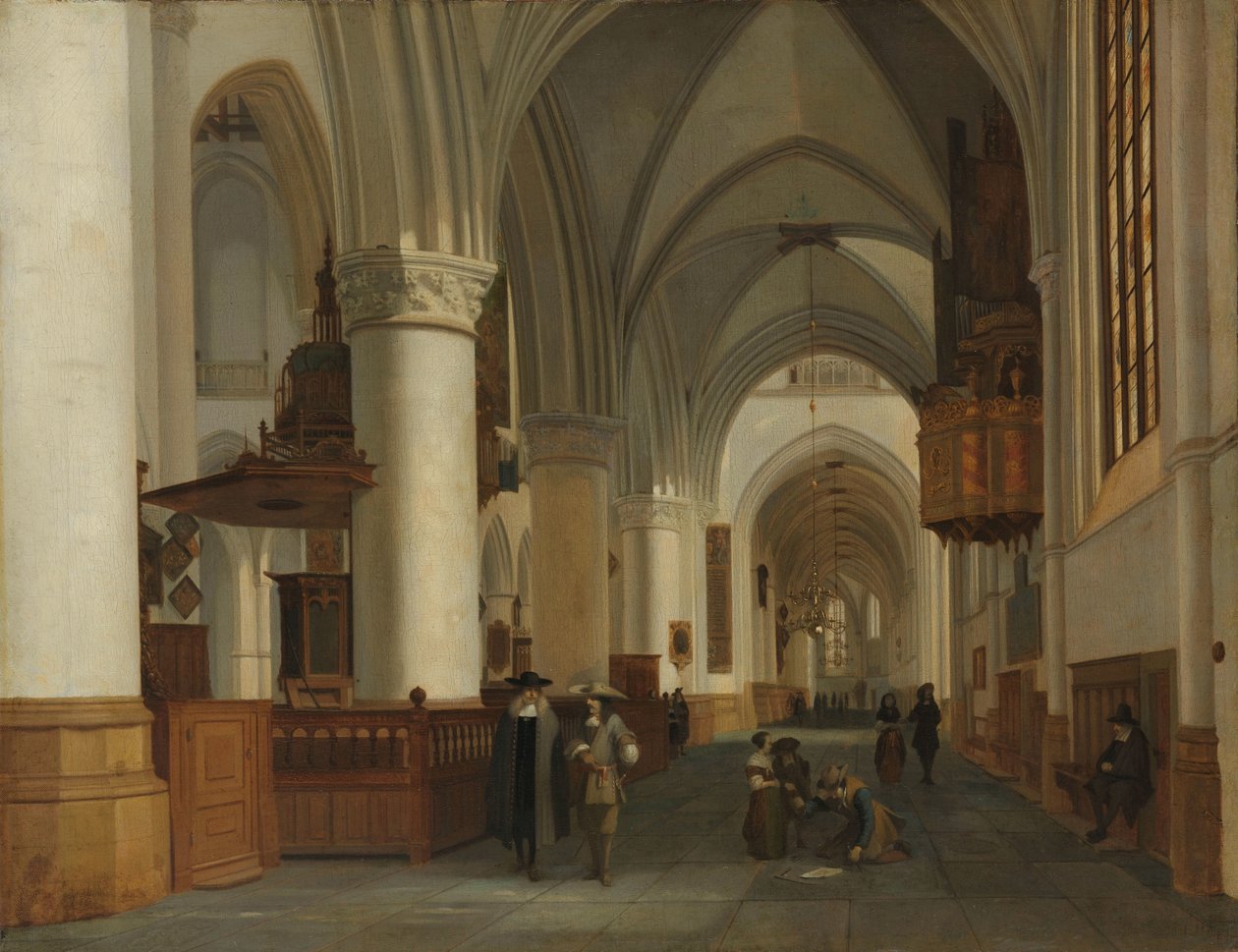 Interiør av kirken St Bavo i Haarlem av Job Adriaensz Berckheyde