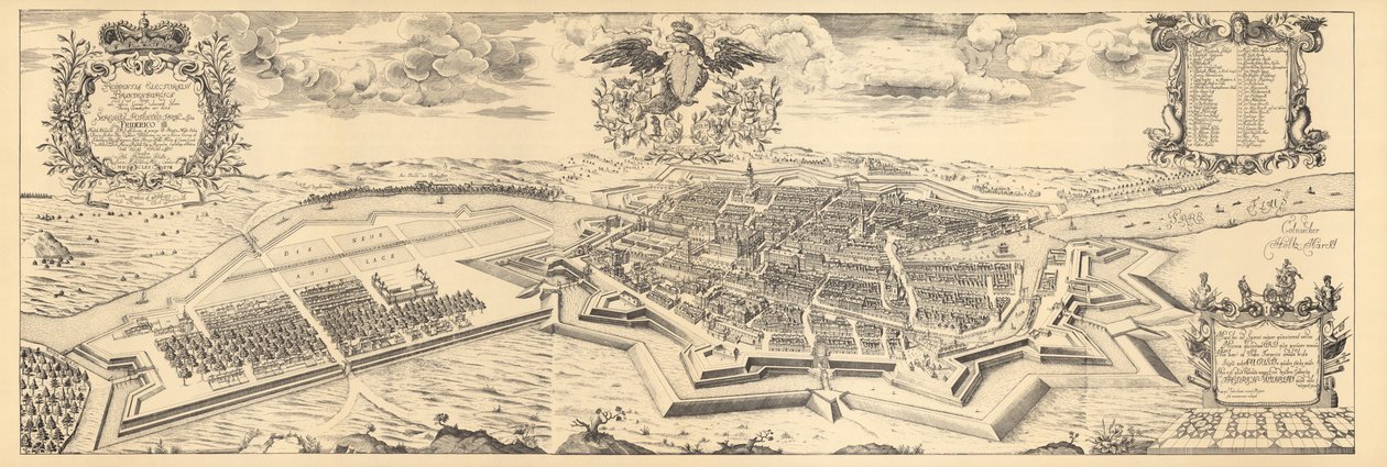 Kart over Berlin og Coelln, 1688 av Joh. Bernhard Schultz