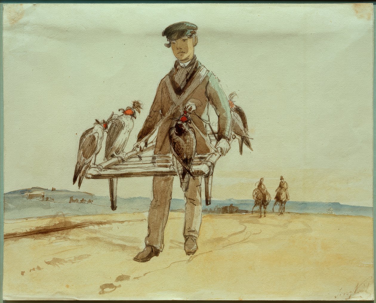 Falkner med Falken i Het Loo bei Apeldoorn av Johan Barthold Jongkind