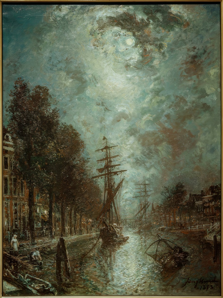 Kanal i Rotterdam, New Harbor av Johan Barthold Jongkind