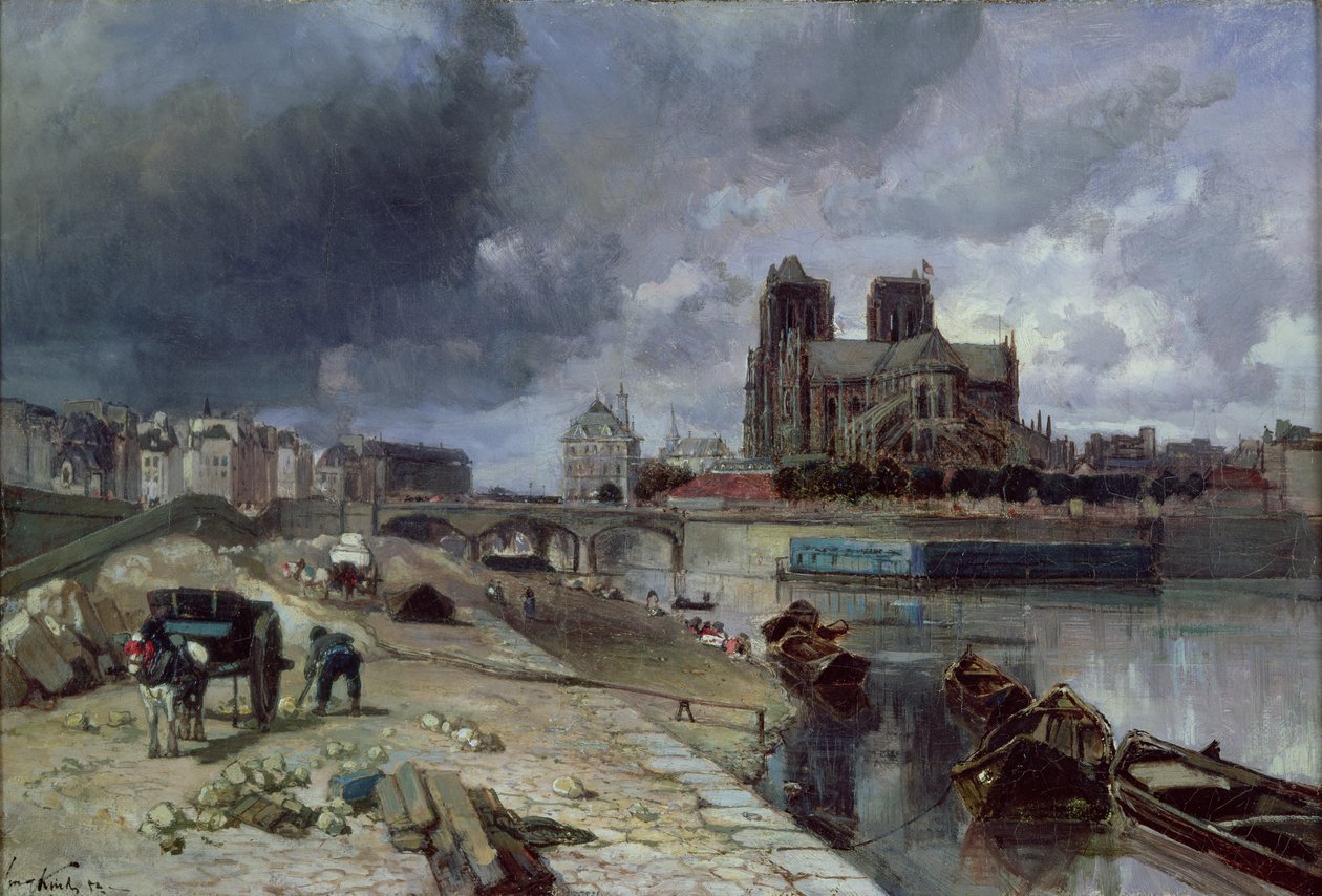 Notre-Dame fra Quai de la Tournelle, 1852 av Johan Barthold Jongkind