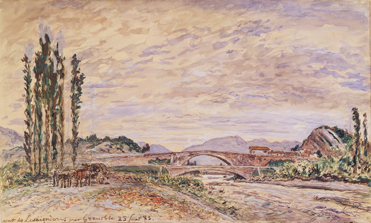Pont de Lesdiguieres, nær Grenoble, 1883 av Johan Barthold Jongkind