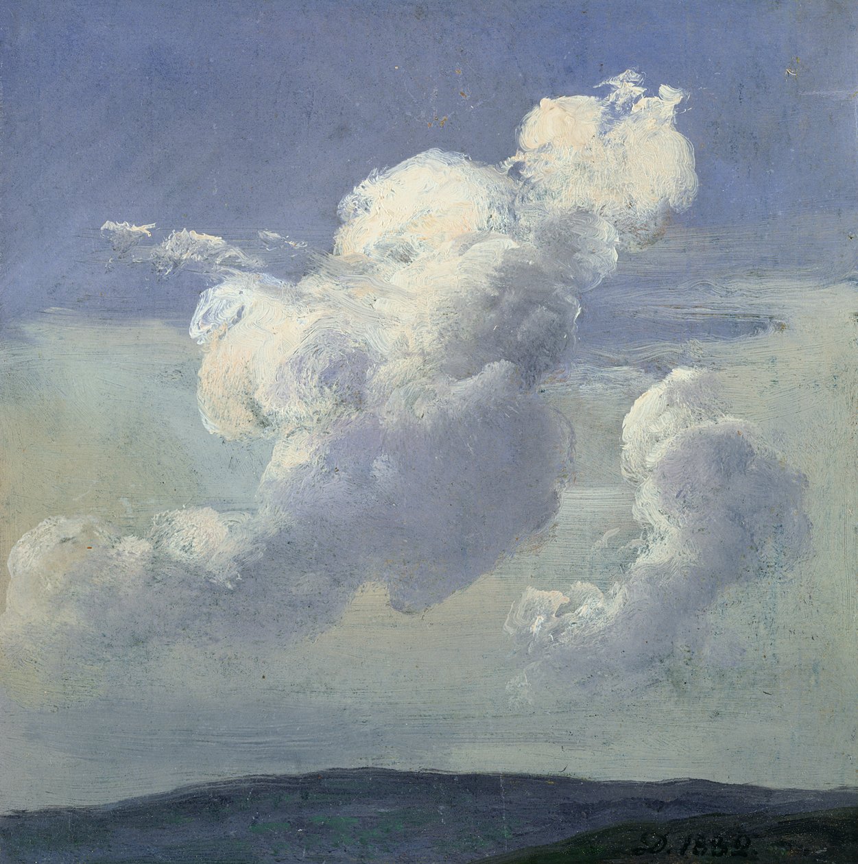 Cloud Study, 1832 (olje på papir lagt ned på kort) av Johan Christian Dahl