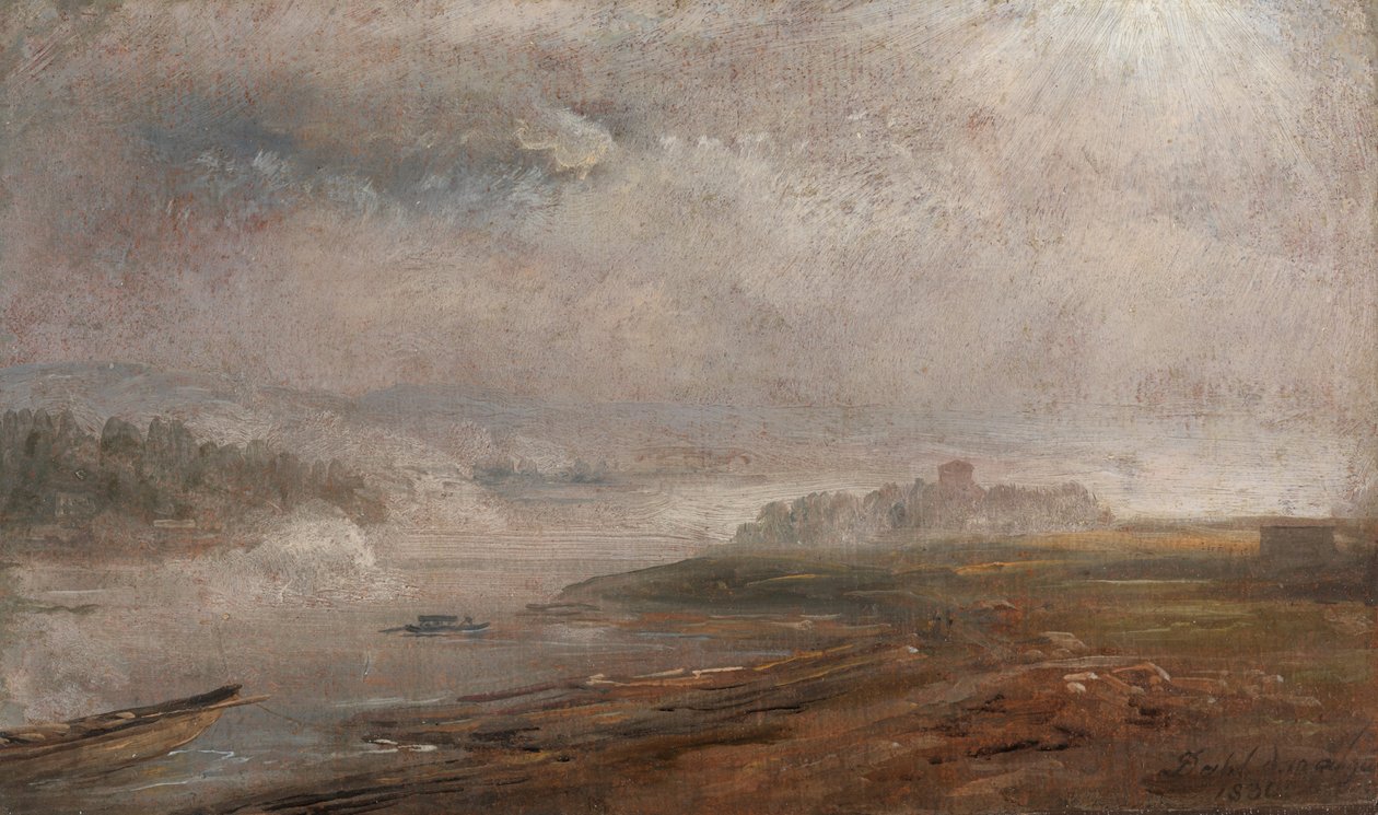 Elben på en tåkete morgen av Johan Christian Dahl