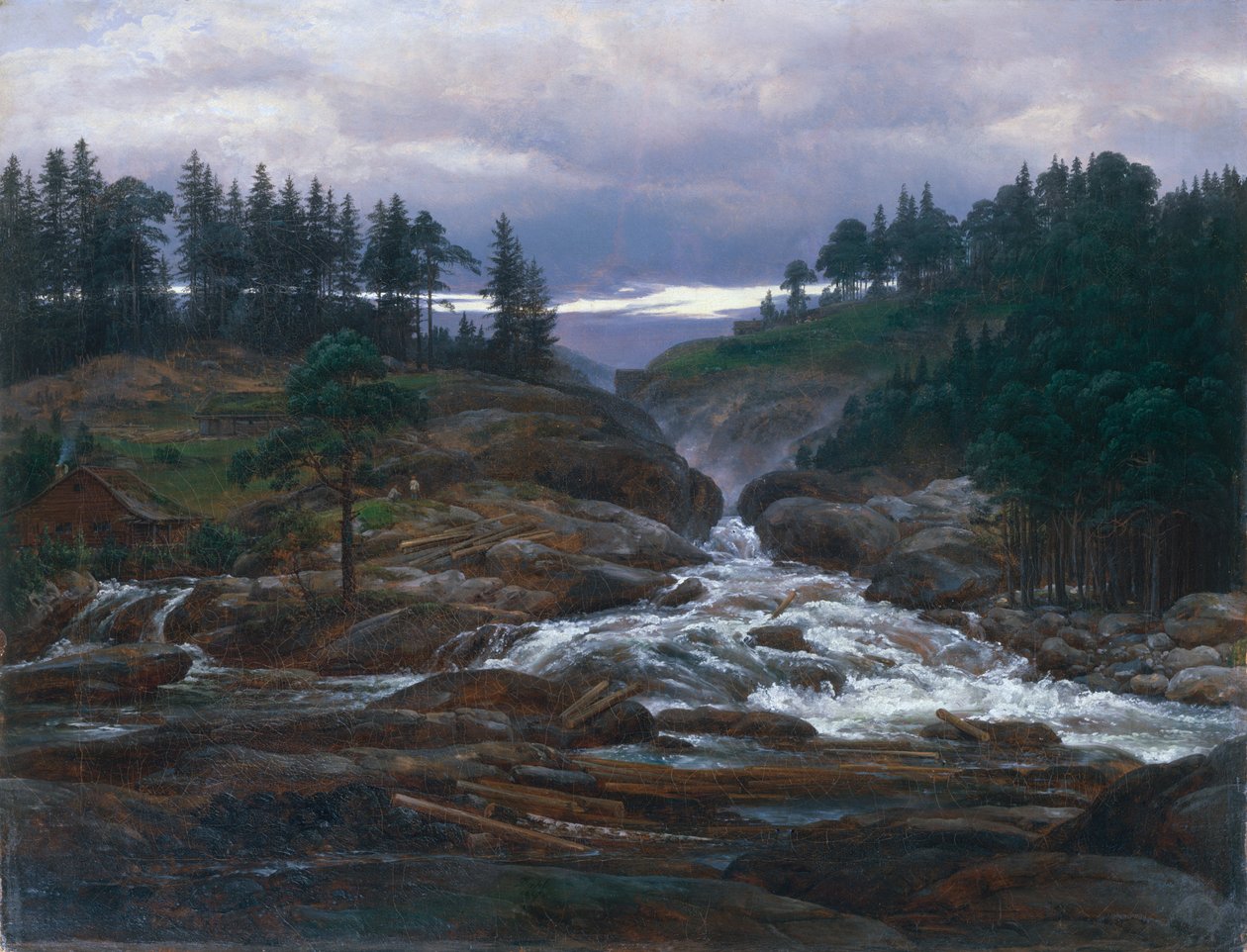 Labrofoss nedre fossefall av Johan Christian Dahl