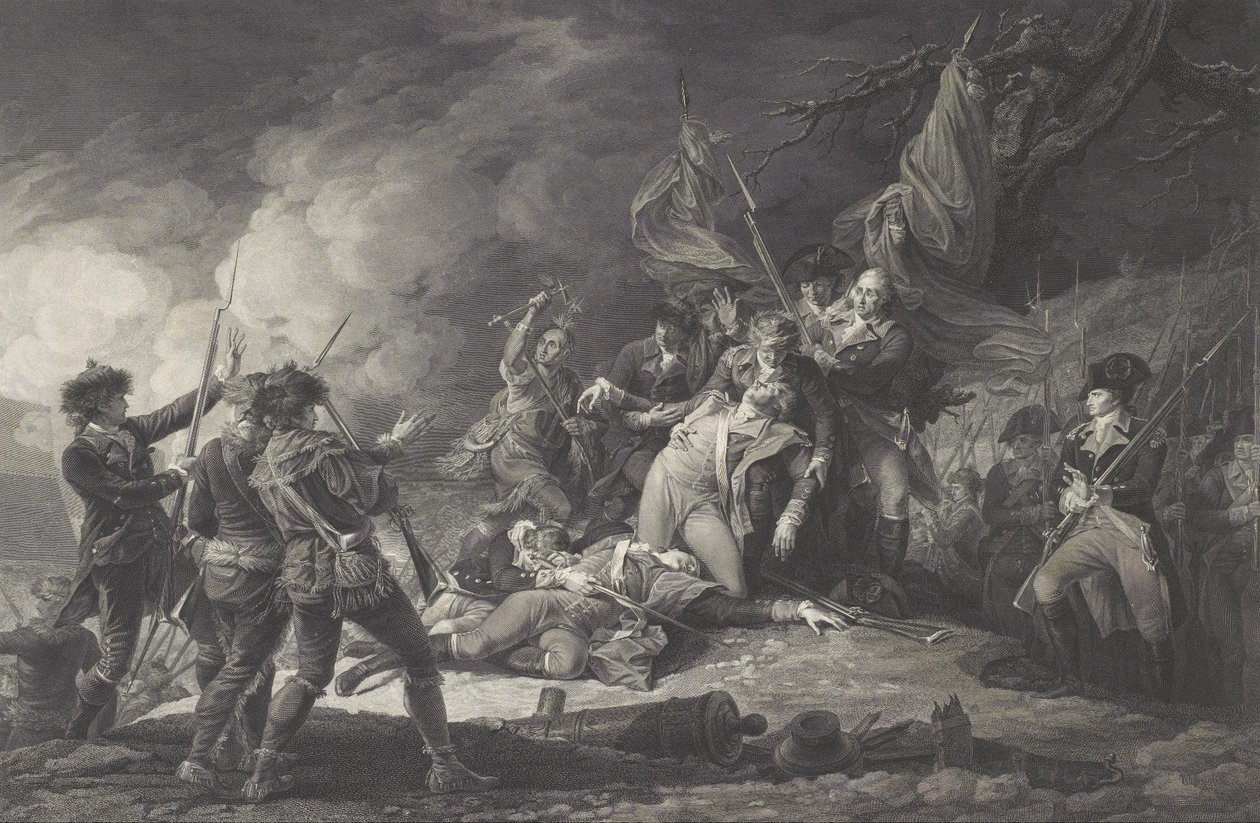 General Montgomerys død, i angrepet på Quebec, desember 1775 av Johan Frederik Clemens