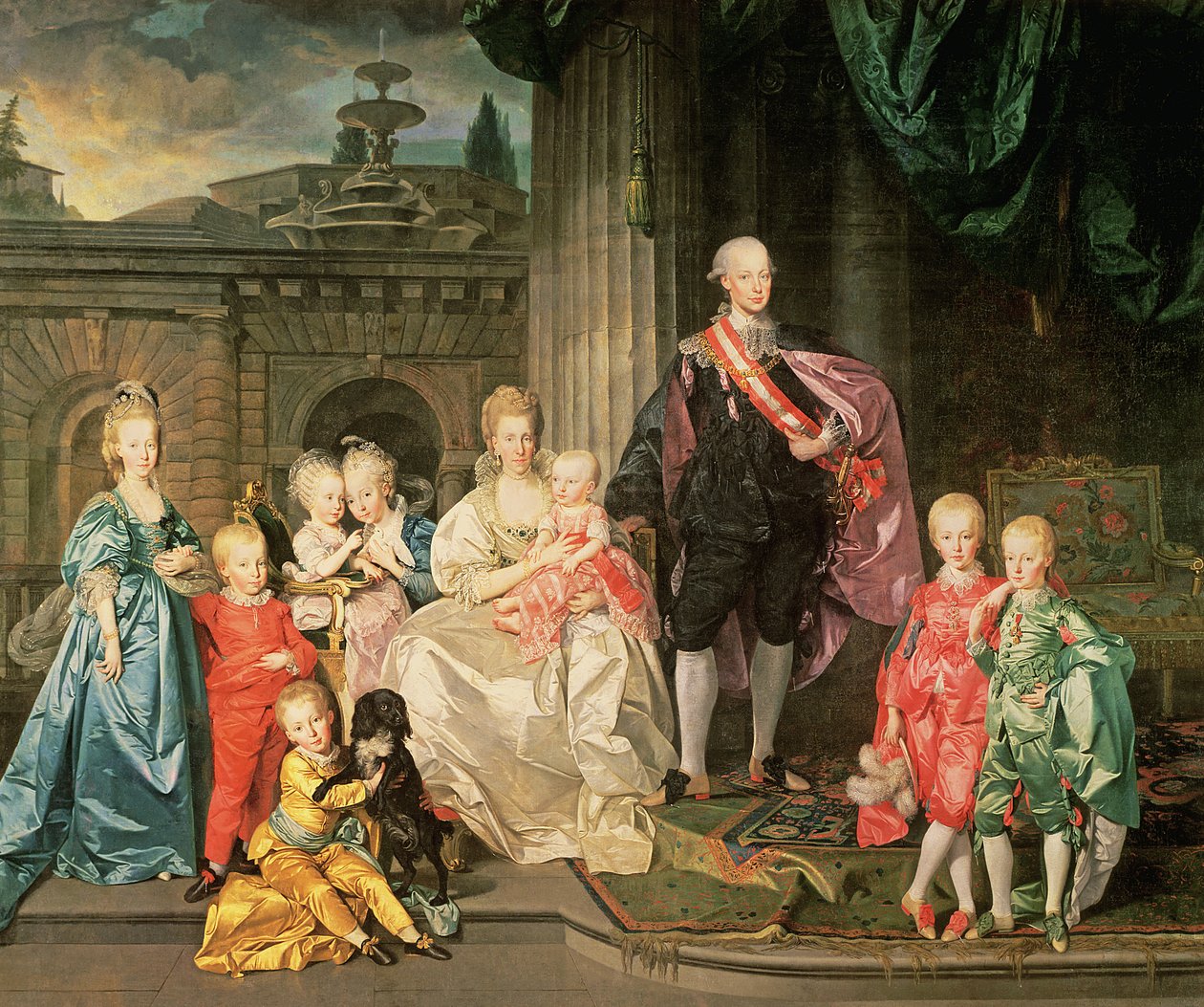 Leopold I, storhertug av Toscana (1747-92) (senere Leopold II, keiser av Østerrike, 1790-92) med sin kone Maria Ludovica og deres barn inkludert Franz (senere keiser Franz II), 1776 45: Leopold II av Johan Joseph Zoffany