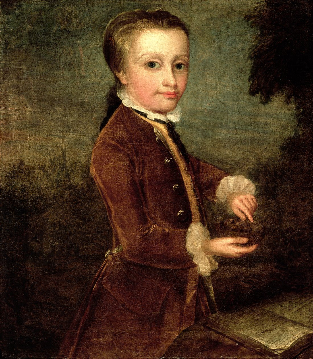 Portrett av Wolfgang Amadeus Mozart (1756–91) i en alder av åtte, med et fuglerede, 1764–65 av Johan Joseph Zoffany