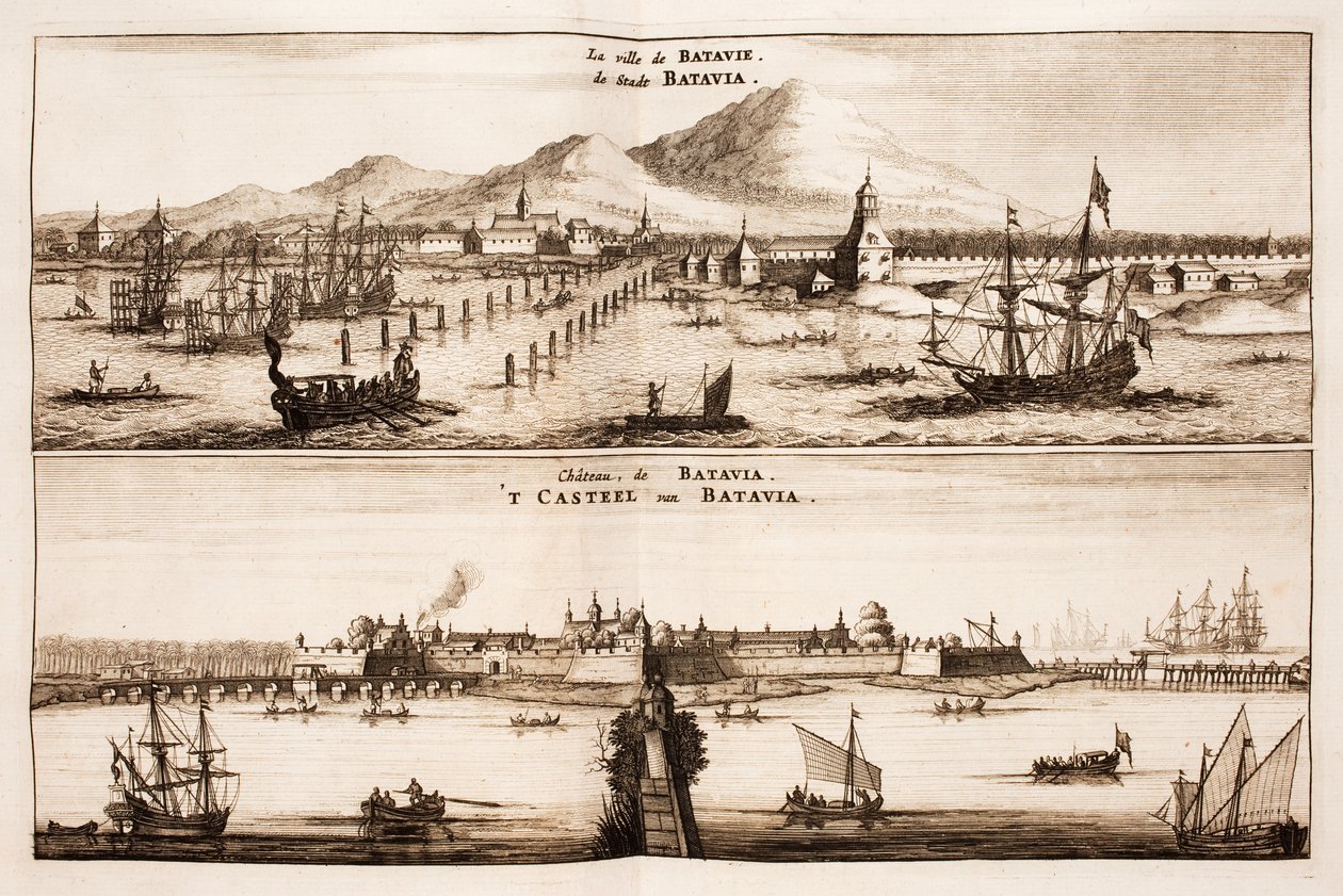 Batavia by og slott Batavia (Jakarta) av Johan Nieuhof