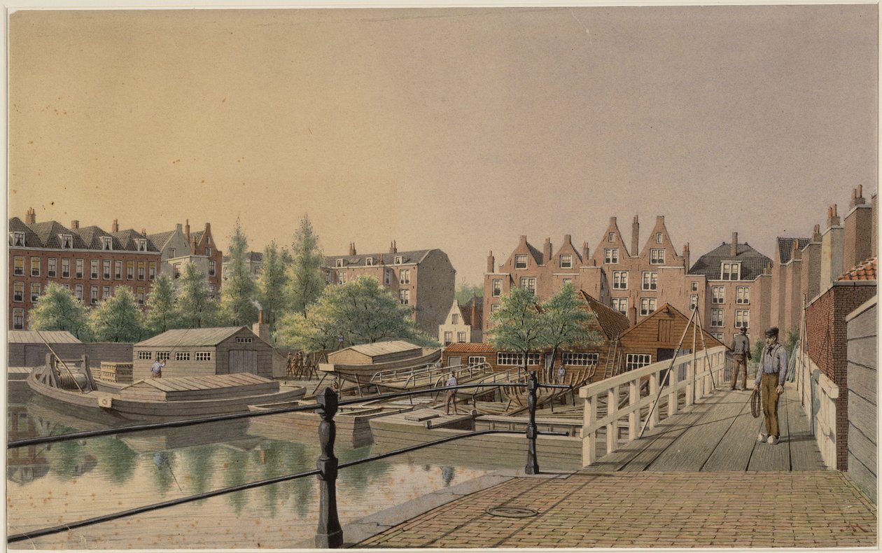 Byens lektergård sett i vestlig retning til de bakre husene på Amstel av Johan Rieke