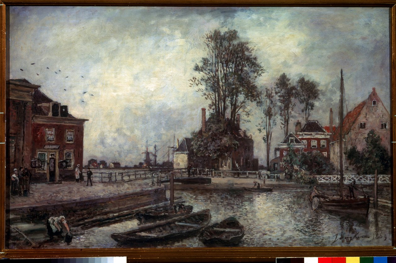 Quai du canal (En kanalvoll). Maleri av Johan Barthold Jongkind (1819-1891) av Johan Barthold Jongkind