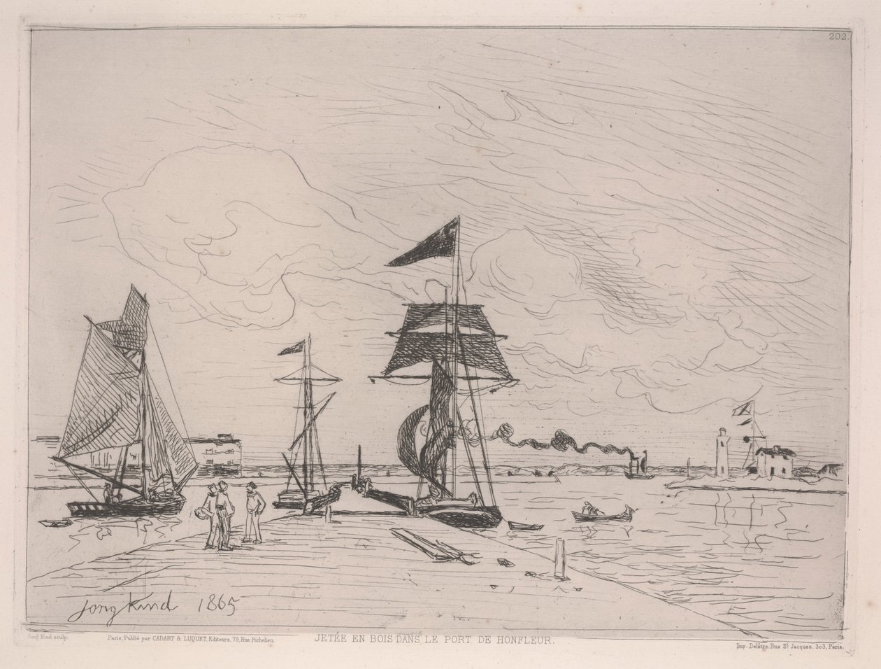 Trebrygge i havnen i Honfleur av Johan Barthold Jongkind