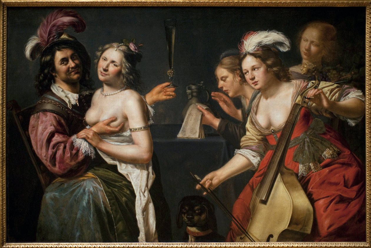Den fortapte sønn eller "allegori over de fem sansene"". Maleri av Johannes Baeck (ca. 1600-1654), olje på lerret av Johan Baeck