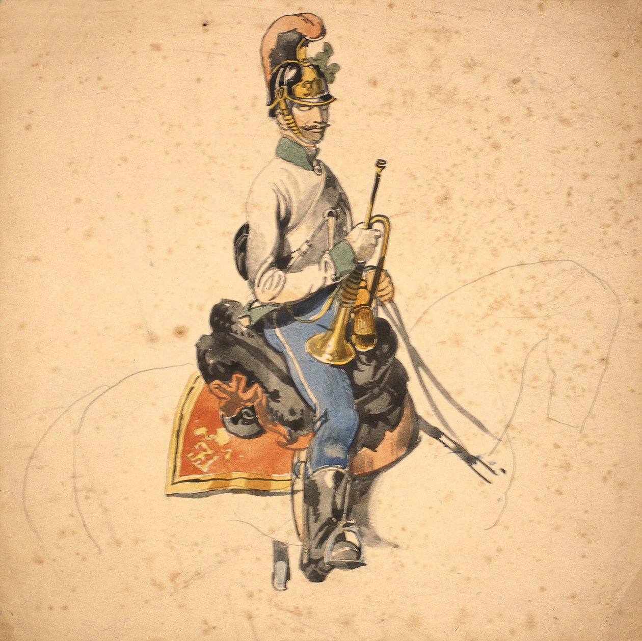 En tropper fra det 5. dragonregimentet, prins Eugene av Savoy 1840-50 av Johan Baptiste Heinefetter