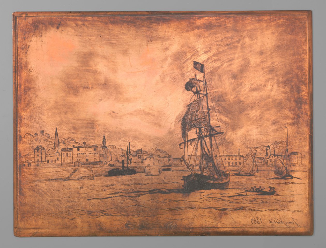 Havnen i Honfleur av Johan Barthold Jongkind (signed by artist)
