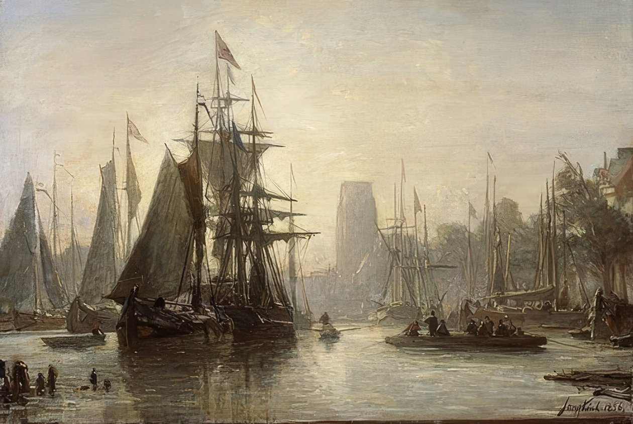 Havnen i Rotterdam. 1856 av Johan Barthold Jongkind