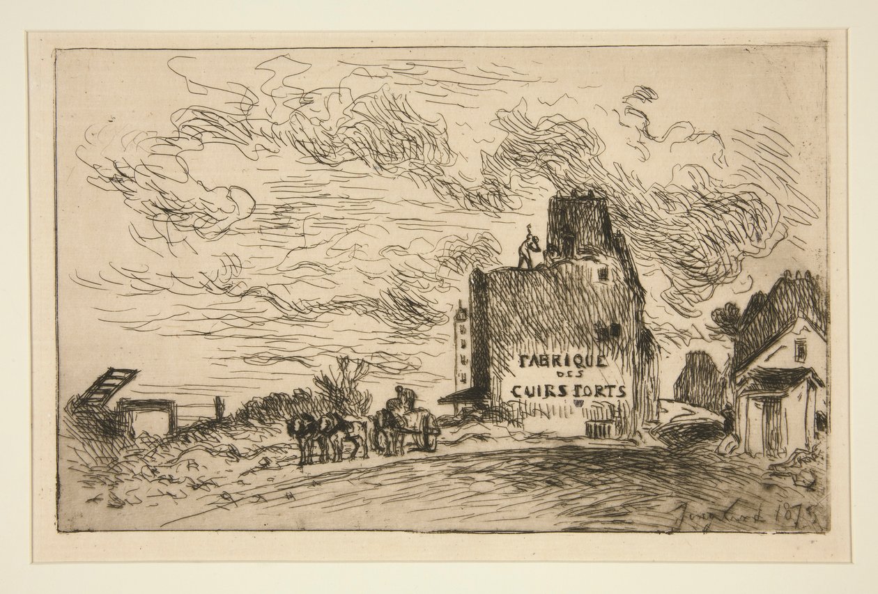Riving av Rue des Francs-Bourgeois Saint-Marcel (Rivning ved Rue des Francs-Bourgeois Saint-Marcel) av Johan Barthold Jongkind