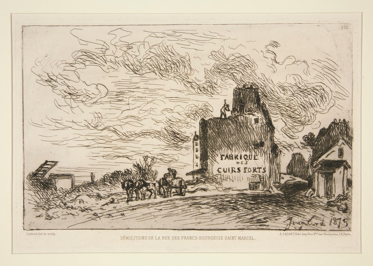 Demolitions de la Rue des Francs-Bourgeois Saint-Marcel (Rivning ved Rue des Francs-Bourgeois Saint-Marcel) av Johan Barthold Jongkind