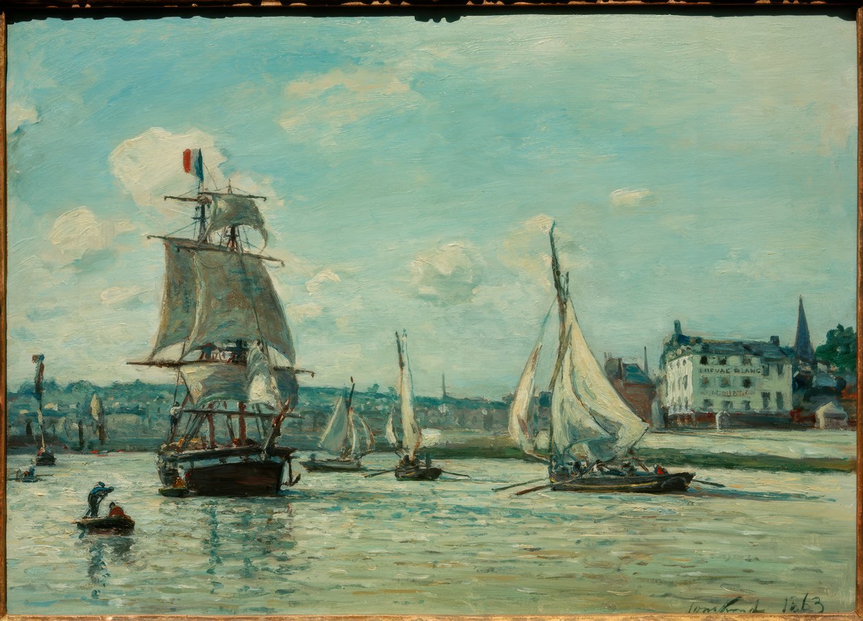 Inn i havnen i Honfleur av Johan Barthold Jongkind
