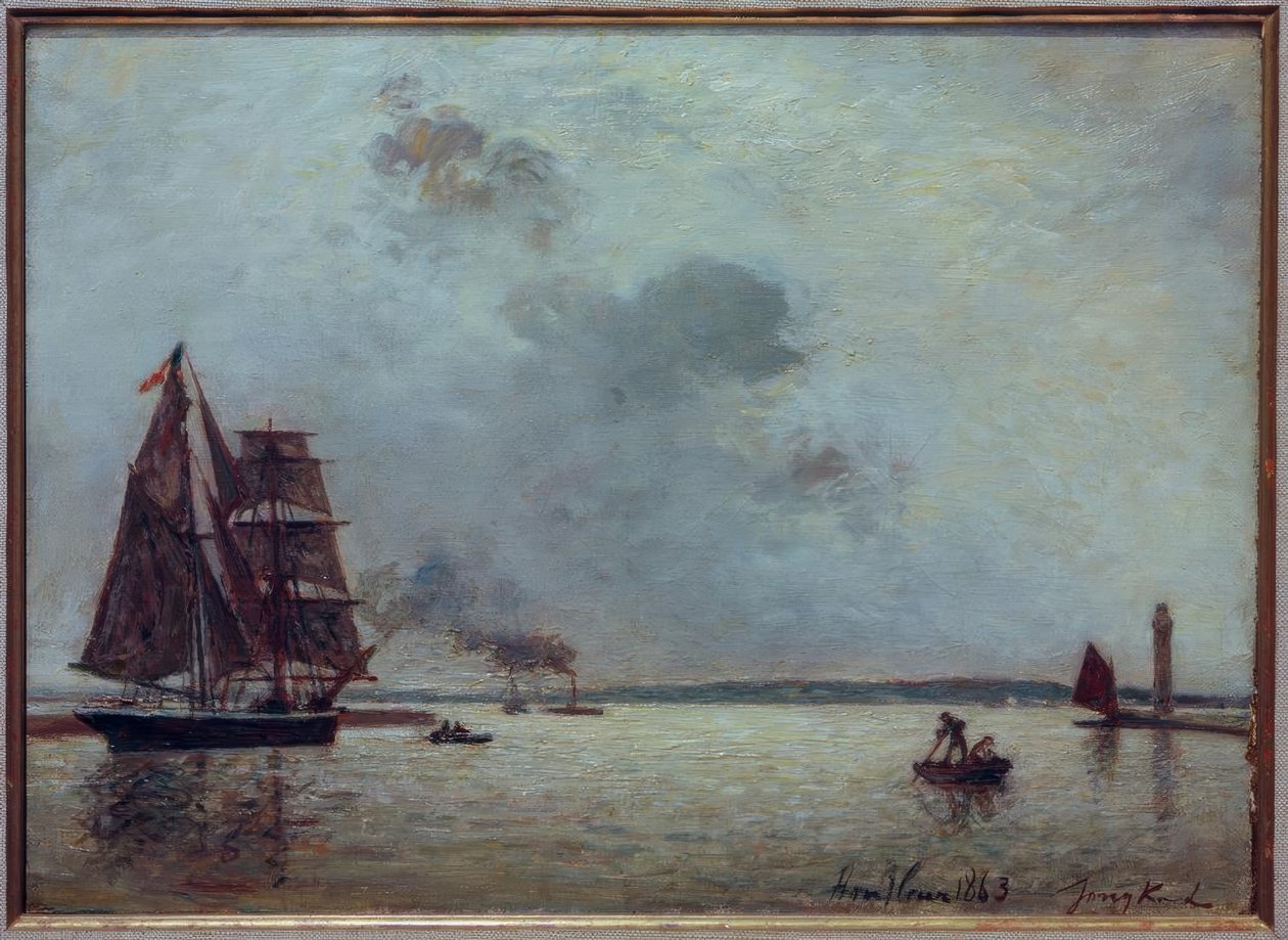 Inn i havnen i Honfleur ved soloppgang av Johan Barthold Jongkind