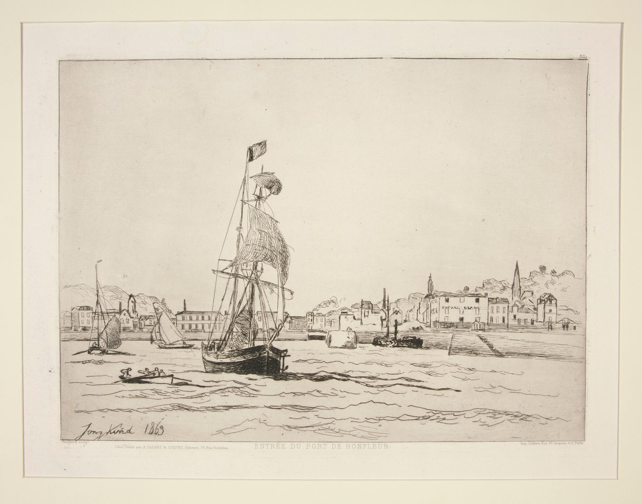 Inngang til havnen i Honfleur av Johan Barthold Jongkind