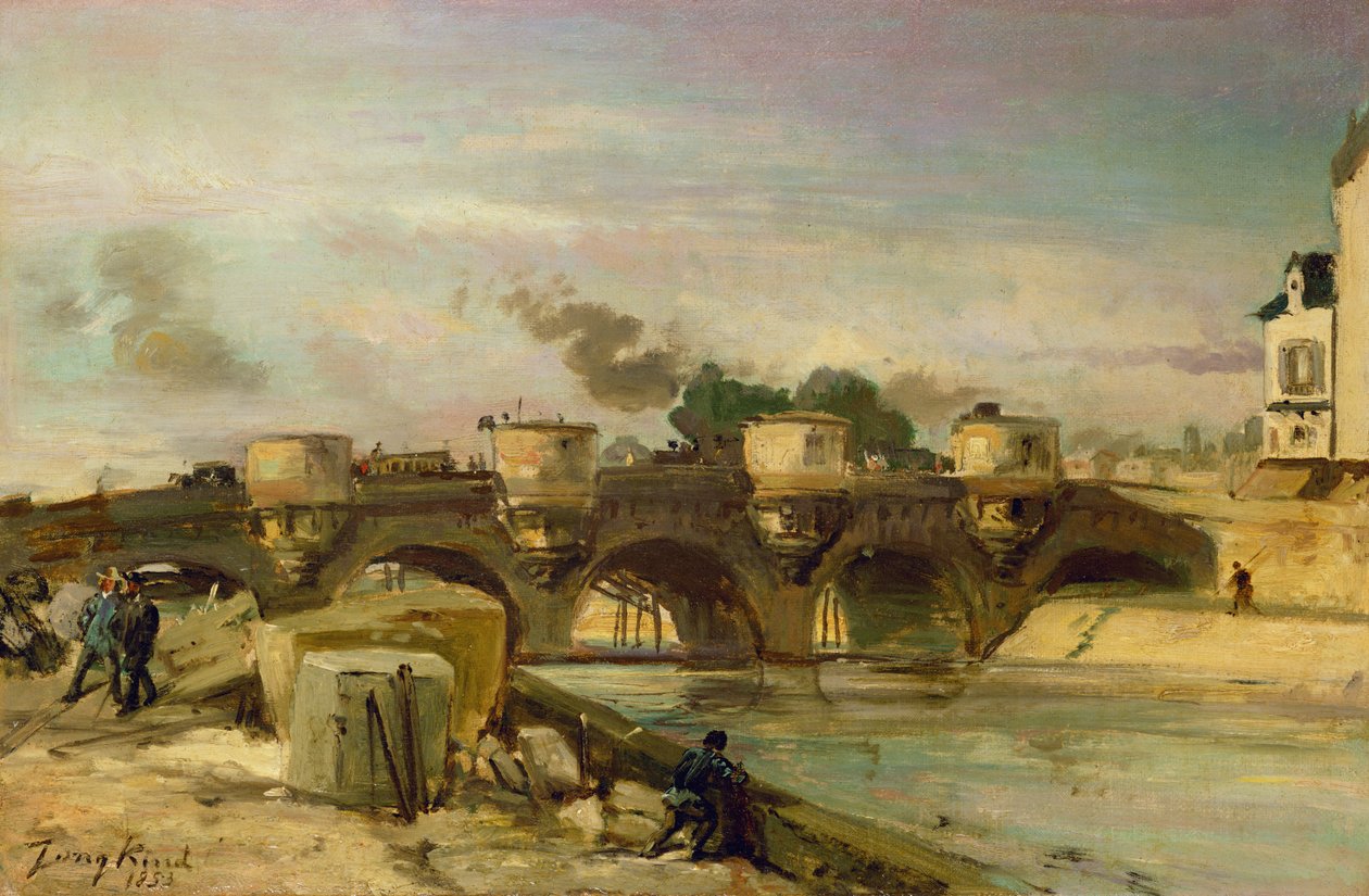 Brann på Pont Neuf, 1853 av Johan Barthold Jongkind